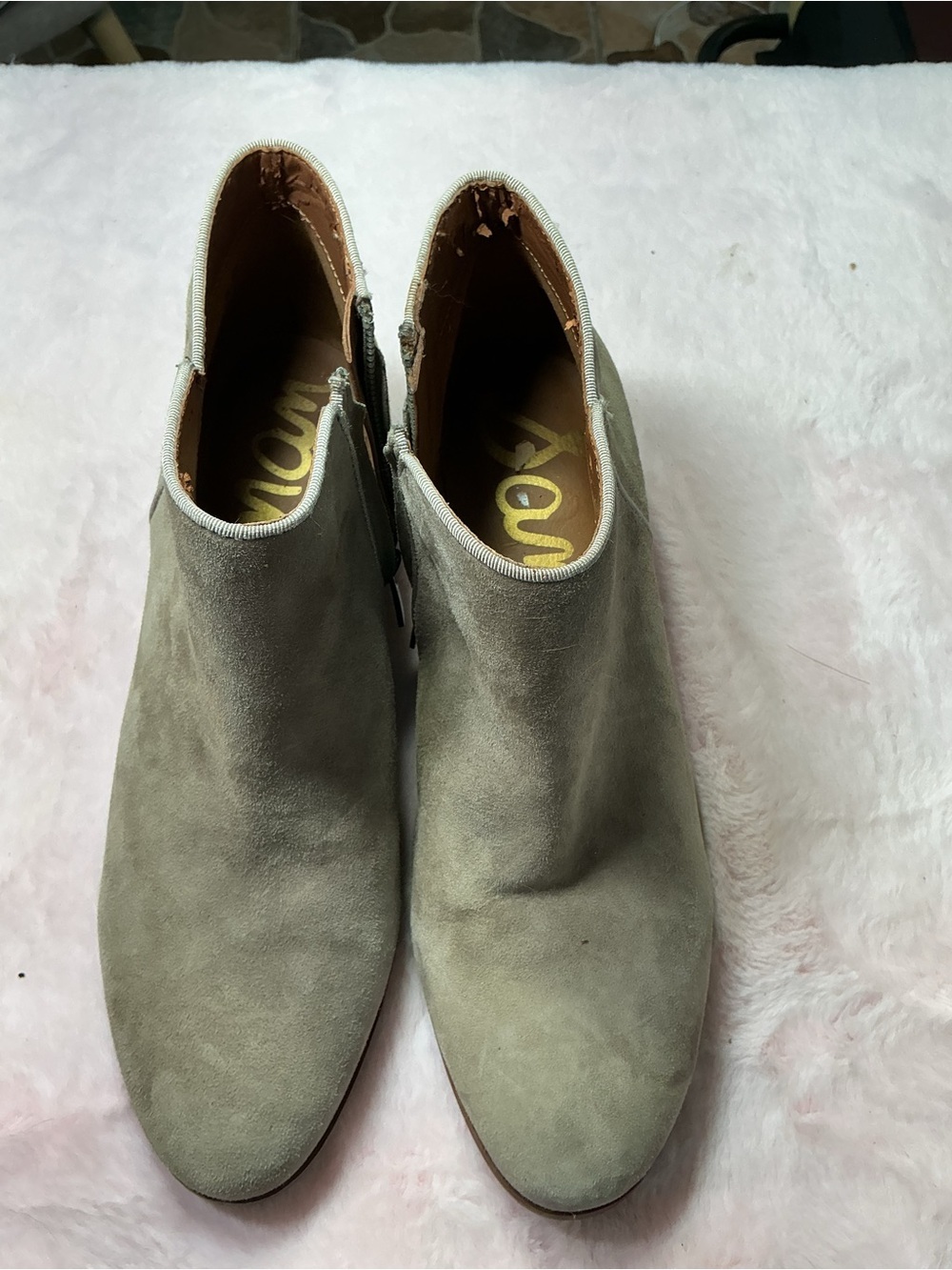Women's Taupe Suede Ankle Booties - Classic Neutral Style b117